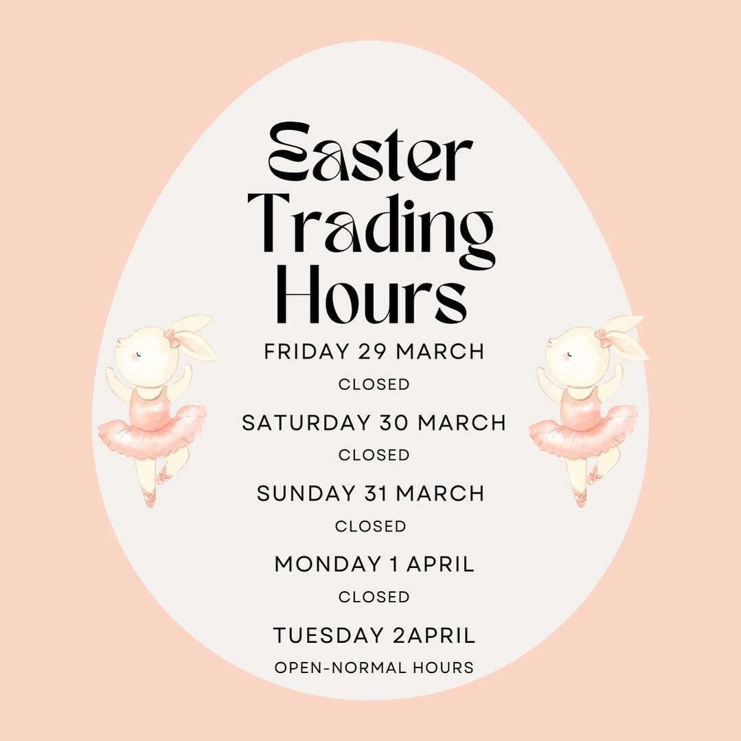 Easter is nearly here! 
Just a friendly reminder for our Dance Elite Families that we will be closed for the Easter long weekend and re opened Tuesday 2nd of April as usual. 
We wish our families a safe and happy Easter 🐣 🐰🩷