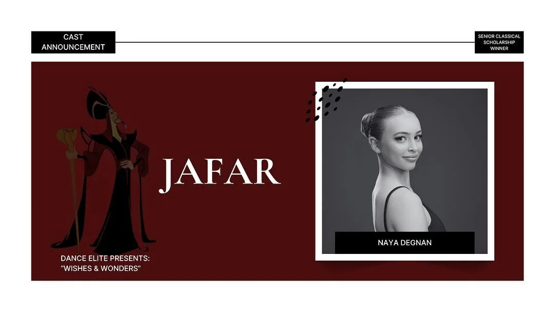 ❗️Character Announcement ❗️
Introducing our 2024 Senior Classical Scholarship winner Naya Degnan as Jafar in our upcoming production &ldquo;Wishes and Wonders.&rdquo;

Naya is the definition of quiet determination, a true silent achiever who continue