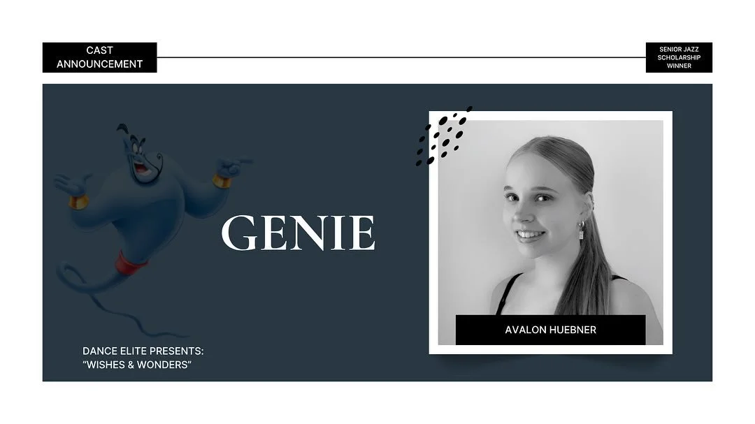 🧞&zwj;♂️ Character Announcement 🧞&zwj;♂️

Introducing our 2024 Senior Jazz Scholarship winner, Avalon Huebner, as the Genie in our upcoming production &ldquo;Wishes and Wonders&rdquo;! 🌟

Avalon shows the utmost respect for her teachers and peers,