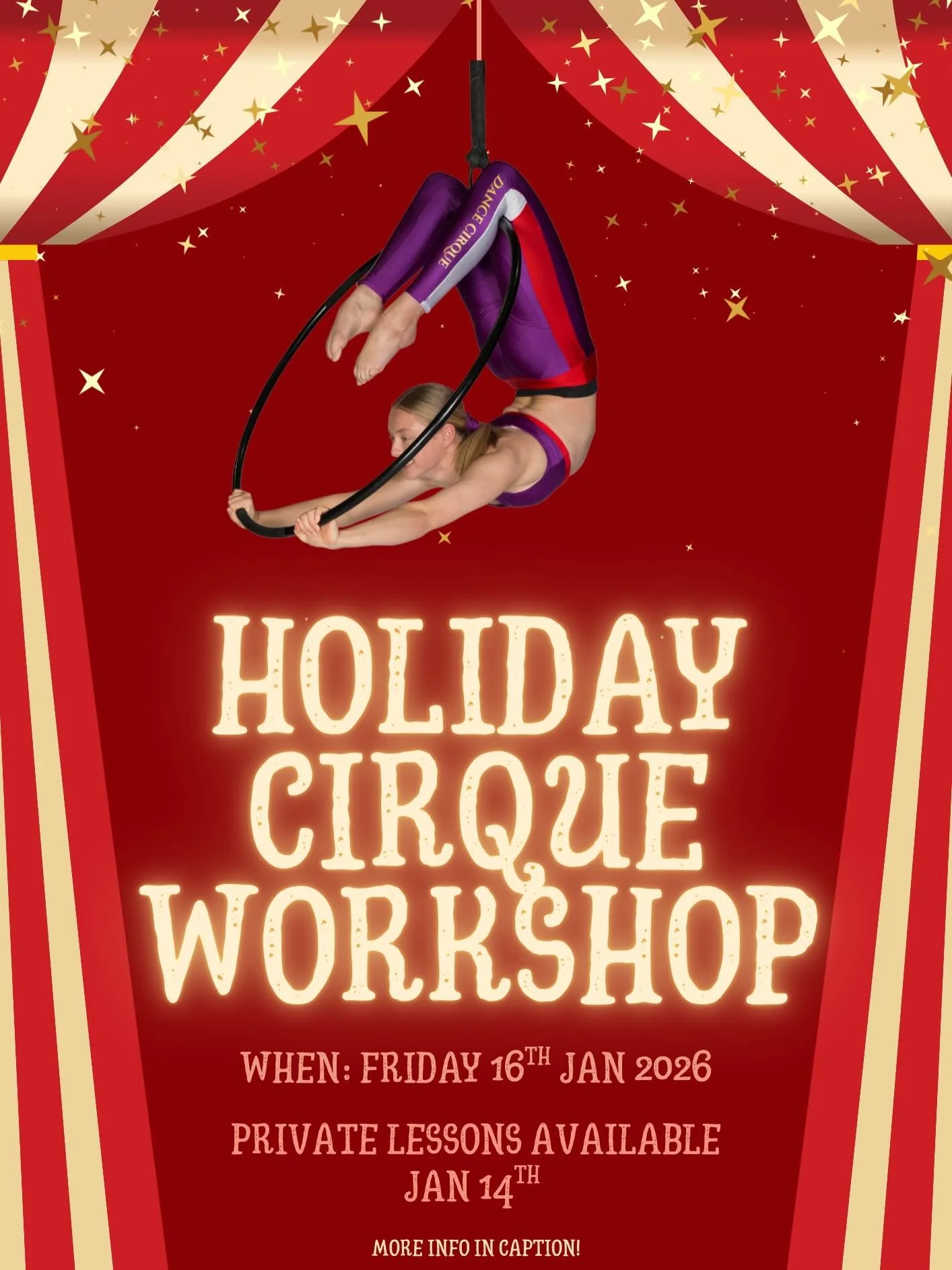 🎪 MISS PETRA IS BACK 🎪
We&rsquo;re kicking off the New Year with Cirque holiday private lessons &amp; group classes with the amazing Miss Petra 🤍

✨ Private Lessons

&bull; 30 minutes &ndash; $30

&bull; Perfect for skill-building, confidence &amp