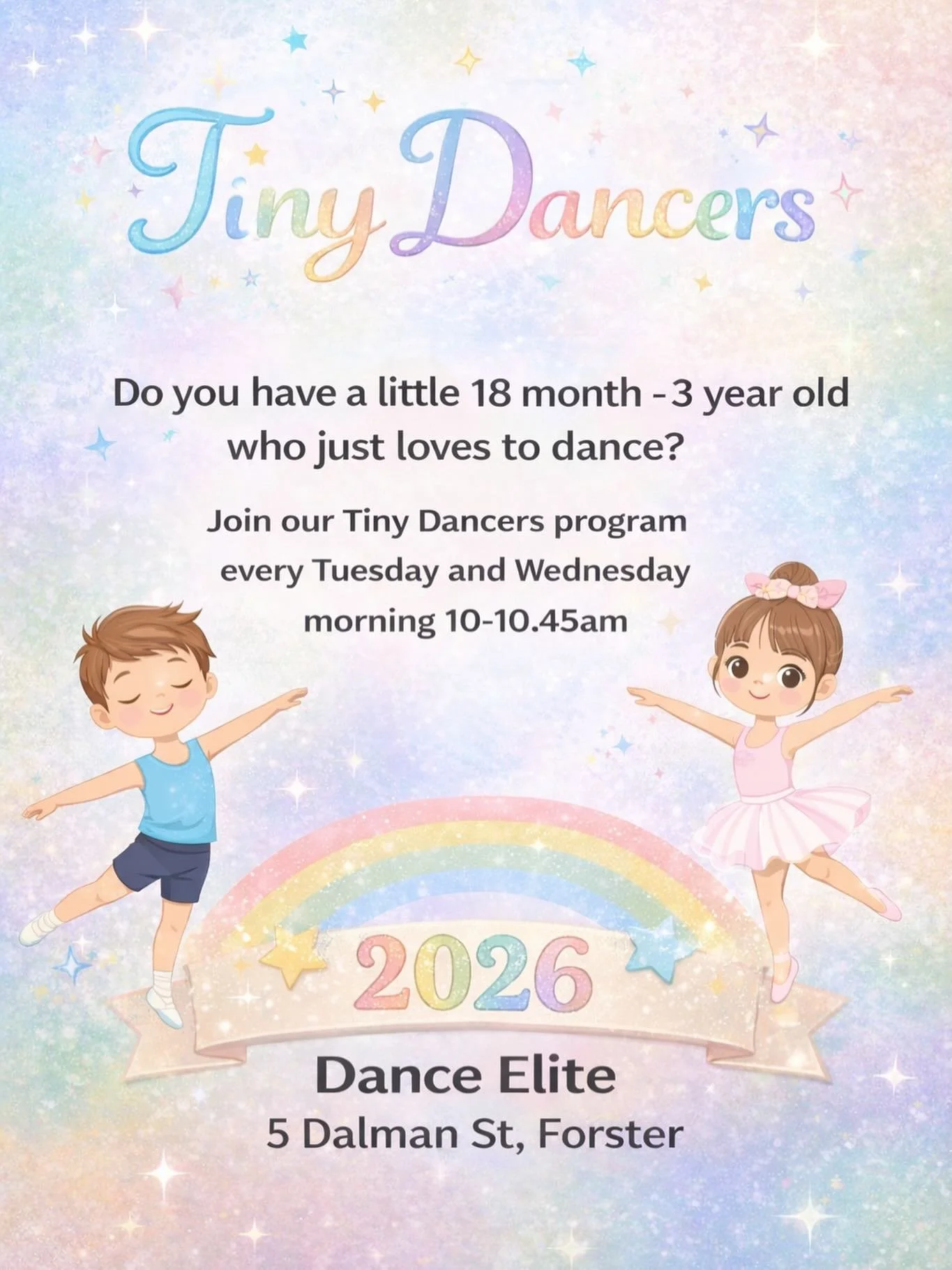 Do you have a little one who loves to dance? 🩰✨
Our Tiny Dancers classes start today and are the perfect introduction to movement, music and fun!
 
No enrolment needed and super flexible, because we know life with a little one can change week to wee