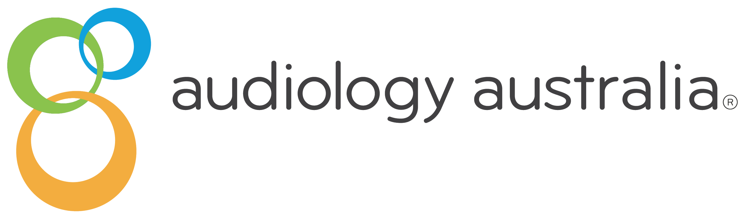 Logo for Audiology Australia with overlapping circular shapes in green, blue, and yellow, and the text 'audiology australia'.