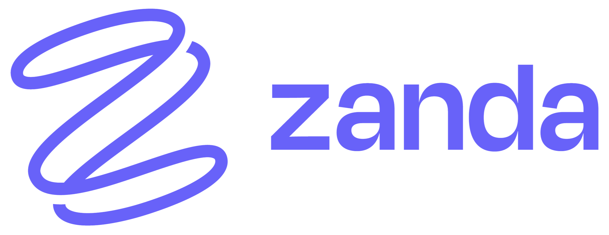 Zanda logo featuring a stylized z with swirling lines in purple and the word 'zanda' in purple lowercase letters