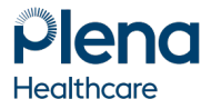 Plena Healthcare logo with blue text on a white background