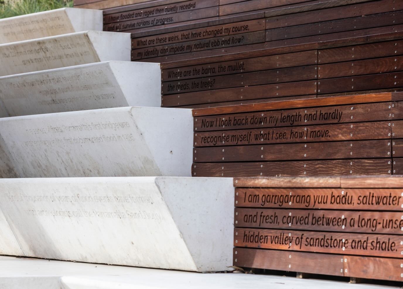Located on Dharug Land, Parramatta Quay amphitheatre steps are engraved with excerpts from &lsquo;Baramada River &ndash; I am Baramada Darugan&rsquo;, a poem by Julie Jones of Dharug Ngurra Aboriginal Corporation.

With guidance from local First Nati