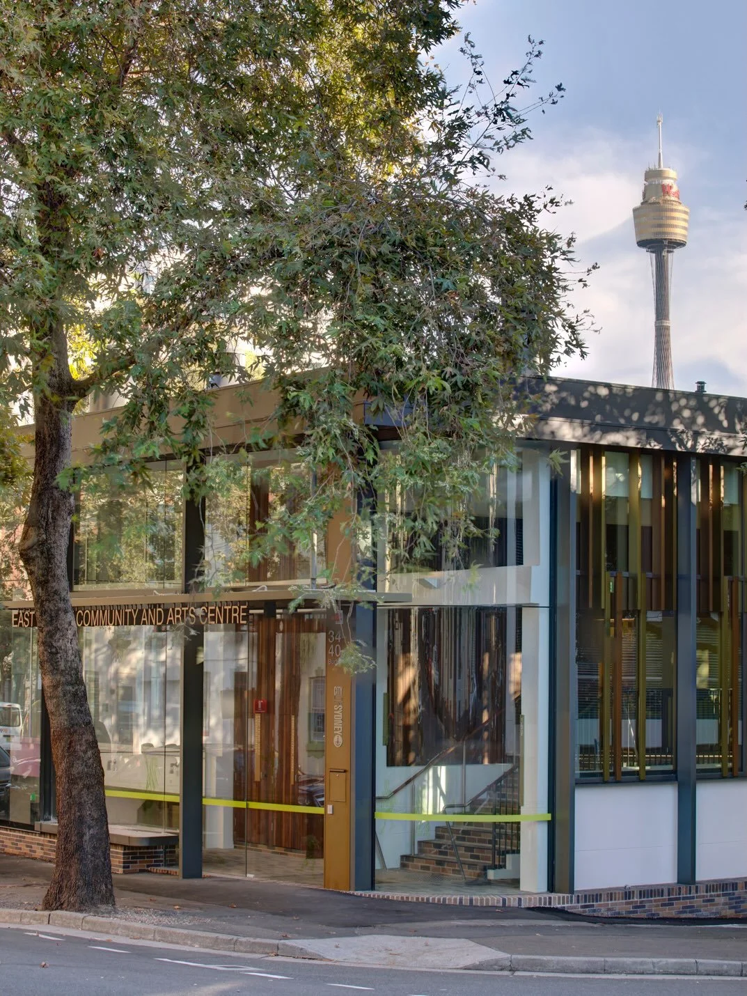 then &amp; now.

Situated on Gadigal land, The East Sydney Community and Arts Centre is an adaptive reuse project of Heffron Hall.

Retaining an existing concrete frame and recladding it in a new glass and aluminium &ldquo;veil,&rdquo; the original s
