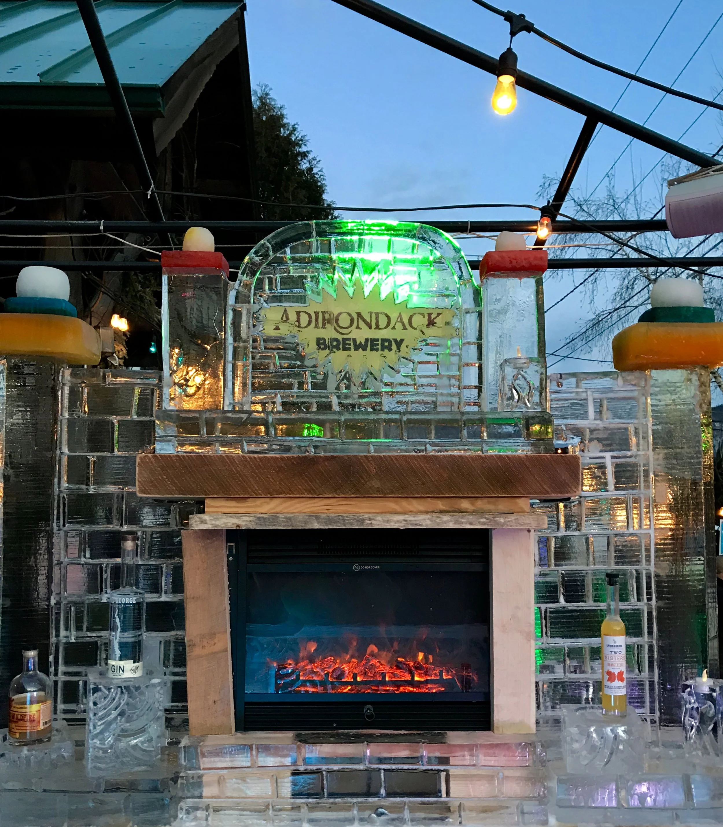 Glowing ice bar at Funky Ice Fest in Lake George, NY. c. January 2019