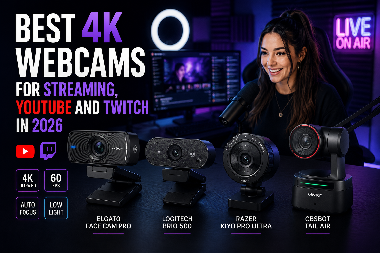 Best 4K Webcams for Streaming, YouTube and Twitch in 2026