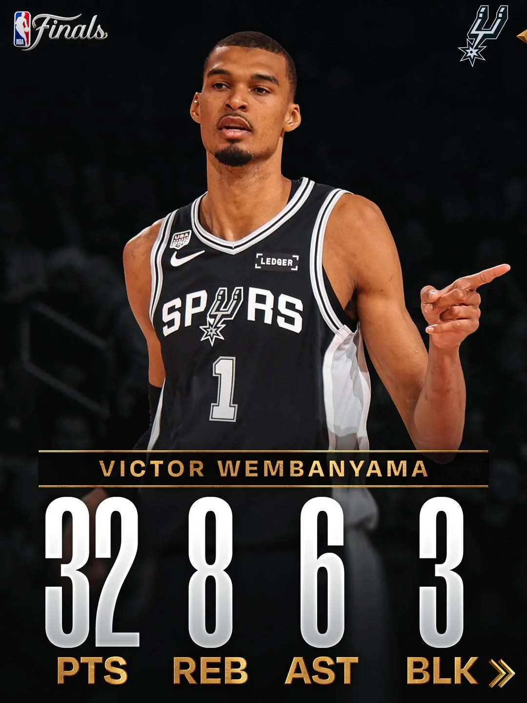 Victor Wembanyama Scores 32 as Spurs Beat Knicks in NBA Finals Game 3