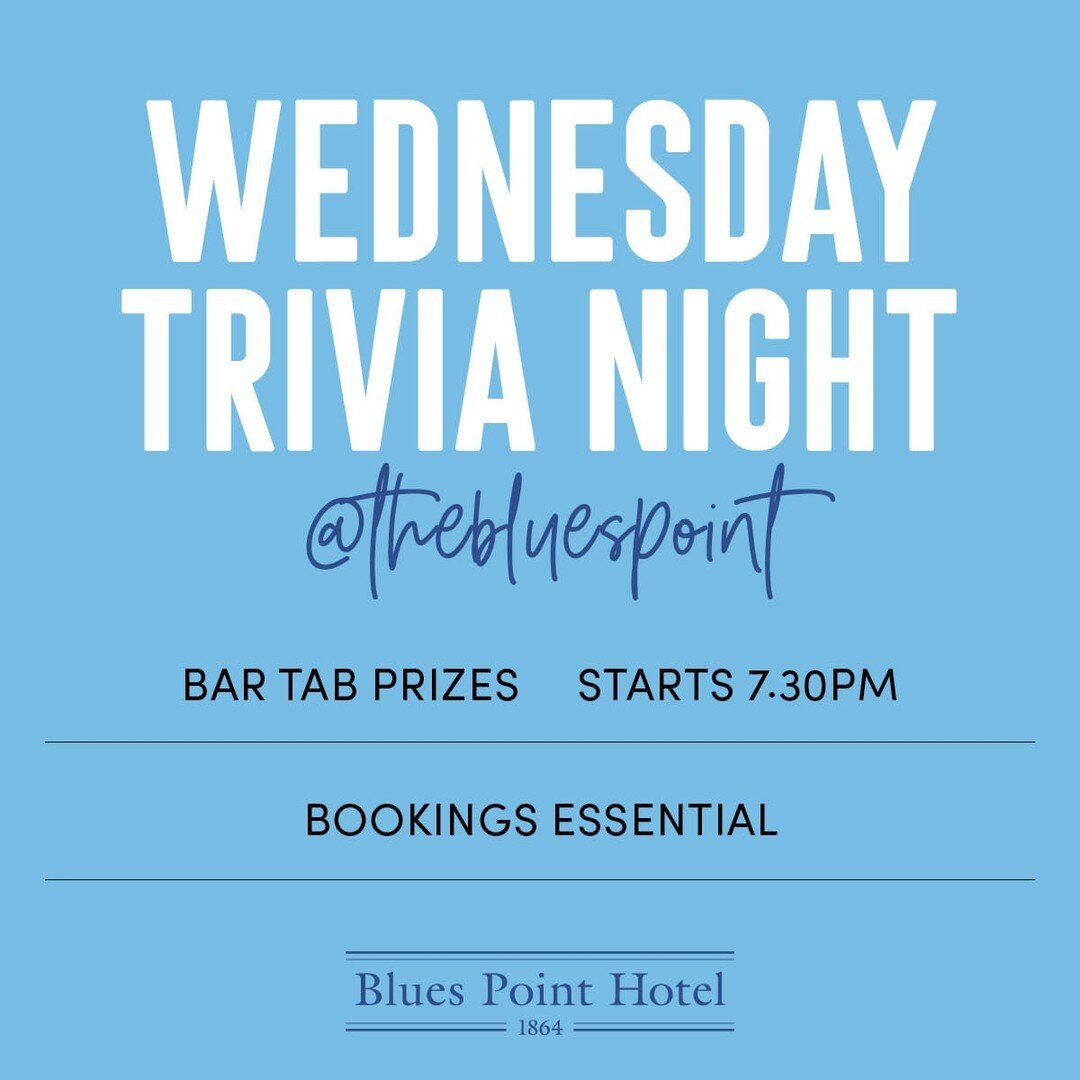 🤓 Let's get quizzical @thebluespoint 🤔⁠
For your diary! 🗓️The last trivia night of the year is Wednesday 20th December and will be back on Wednesday 10th Jan 🙌⁠
⁠
📞Phone 9955 2675 or head to link in bio to secure your table - bookings are essent