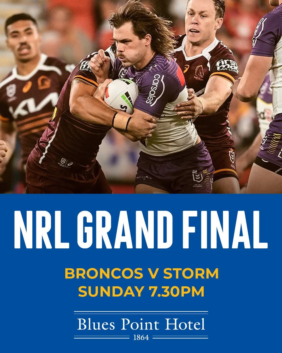 IT'S NRL GRAND FINAL DAY! 🏉 Broncos or Storm? Come cheer on your team - kick-off 7.30pm. Great pub atmosphere 🍺☀️🙌 #longweekend #nrlgrandfinal #loveyourlocal