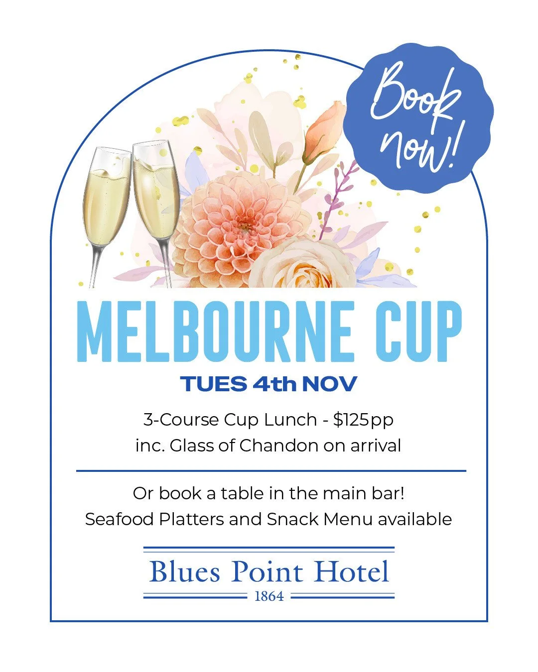 🐎🥂🏆️Come and watch The Melbourne Cup Live and Loud in a great pub atmosphere with TAB facilities! 🙌 ⁠
&bull; Book a table in the front bar - we'll have scrumptious Seafood Platters available and a snack menu of toasties, chips and wedges for in b