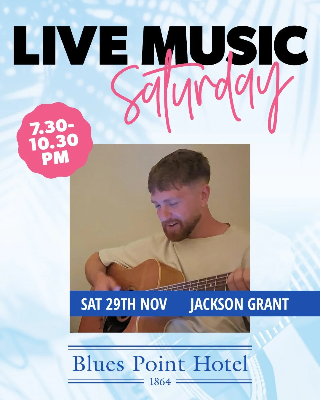 Let's welcome Jackson Grant to The Blues Point, playing tonight in the front bar! 👏 Come and check him out from 7.30-10.30pm 🙌🍺🎤 ⁠
#loveyourlocal #seeyouattheblues