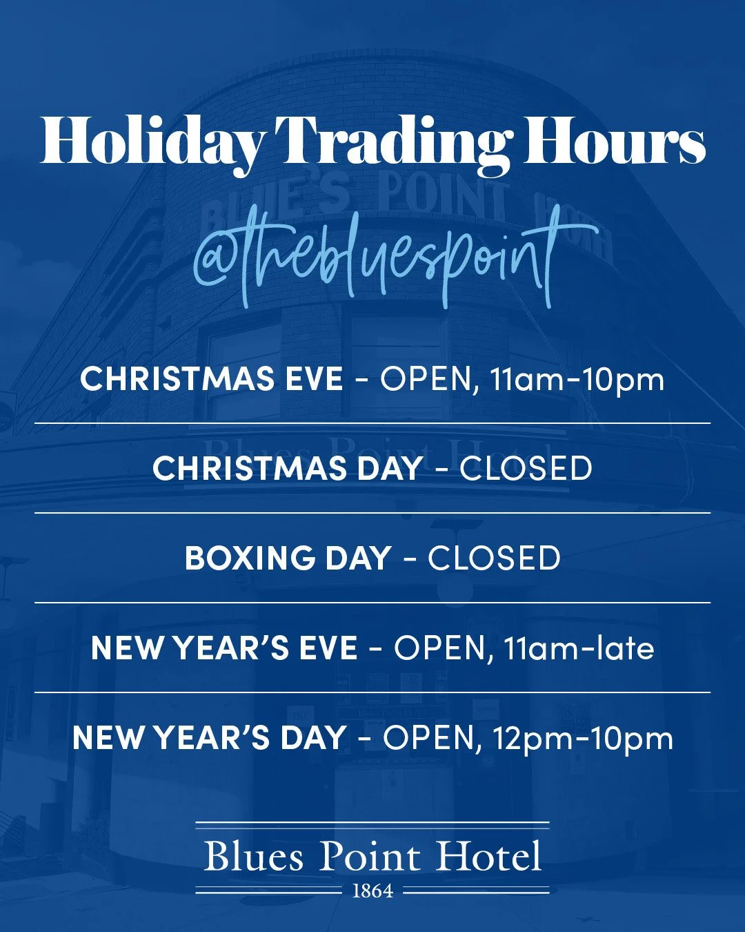 🎅We'll be closed Christmas Day and Boxing Day and open New Year's Eve until late and New Year's Day 12pm-10pm this year 🥳 ⁠
⁠
Open regular hours every other day #loveyourlocal #happyholidays
