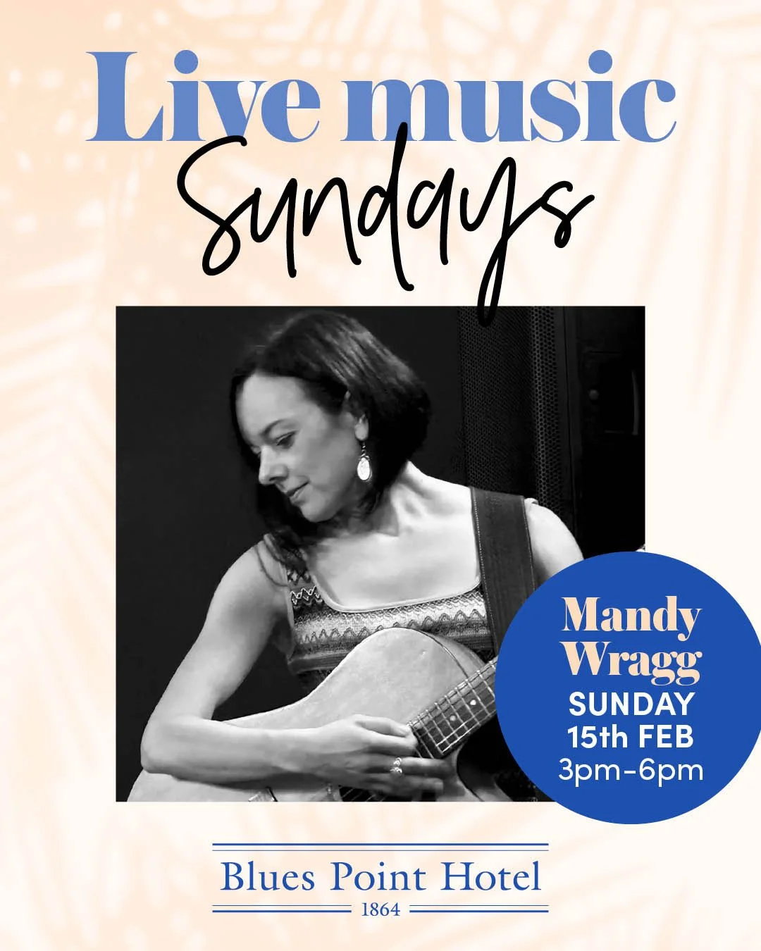 👏It's Sunday arvo perfection at The Blues with incredible singer songwriter Mandy Wragg in the front bar from 3-6pm 🎶Mandy has a captivating voice and performs passionate, lyric-driven originals that cross genres including blues, pop and folk, as w