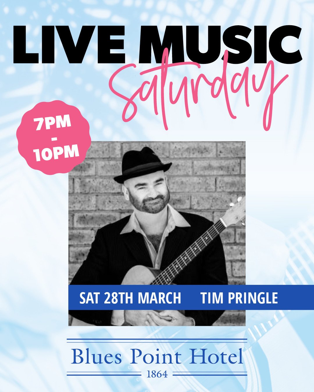 TONIGHT! DON'T MISS🎤Get the crew together and enjoy your Saturday night with the incredible Tim Pringle playing in the front bar 7-10pm 🎵 ⁠
Will be a fun singalong at The Blues! 💙 The local's local...since 1864!⁠
#pokiefreepub #livemusic