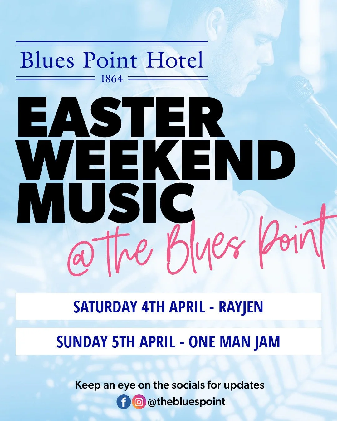 🐰🥕Check out the incredible live music we've got for you this Easter Long Weekend! 🙌⁠
&bull; Easter Saturday 4th April - RayJen Duo, 7-10pm⁠
&bull; Easter Sunday - One Man Jam, 3-6pm⁠
Can't wait to see you at The Blues Point🍺⁠ #seeyouattheblues #m