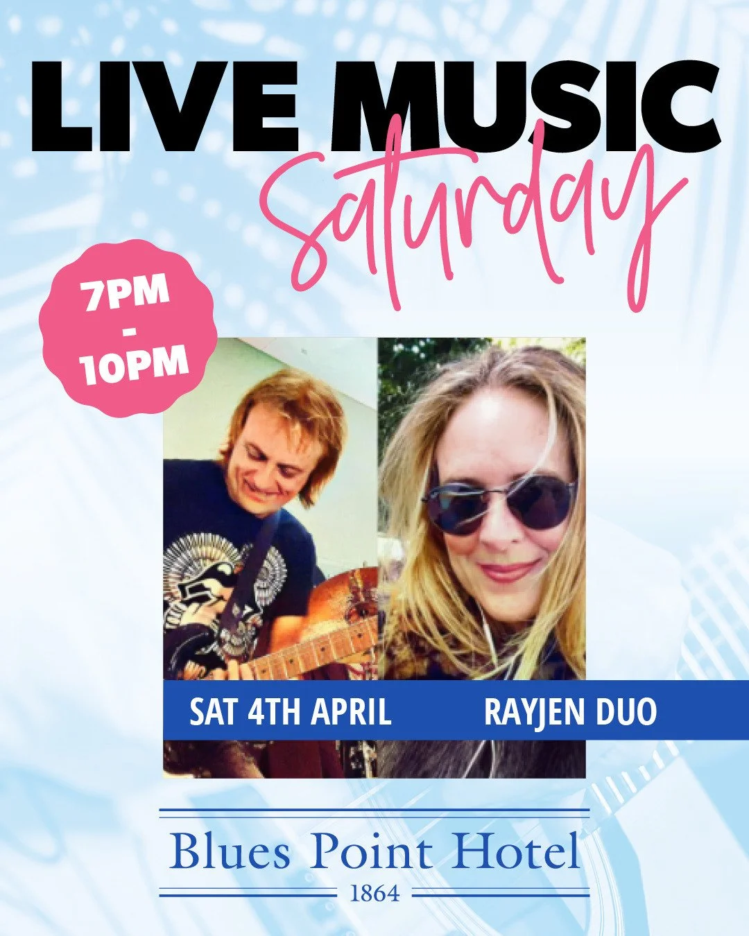 🎶Easter Saturday - DON'T MISS incredible duo RayJen, playing awesome tunes from 7-10pm. Get the gang together for some long weekend fun! 🙌🍺🎤 #loveyourlocal #seeyouattheblues⁠ #pokiefree⁠
This talented male-female acoustic pair features guitarist 