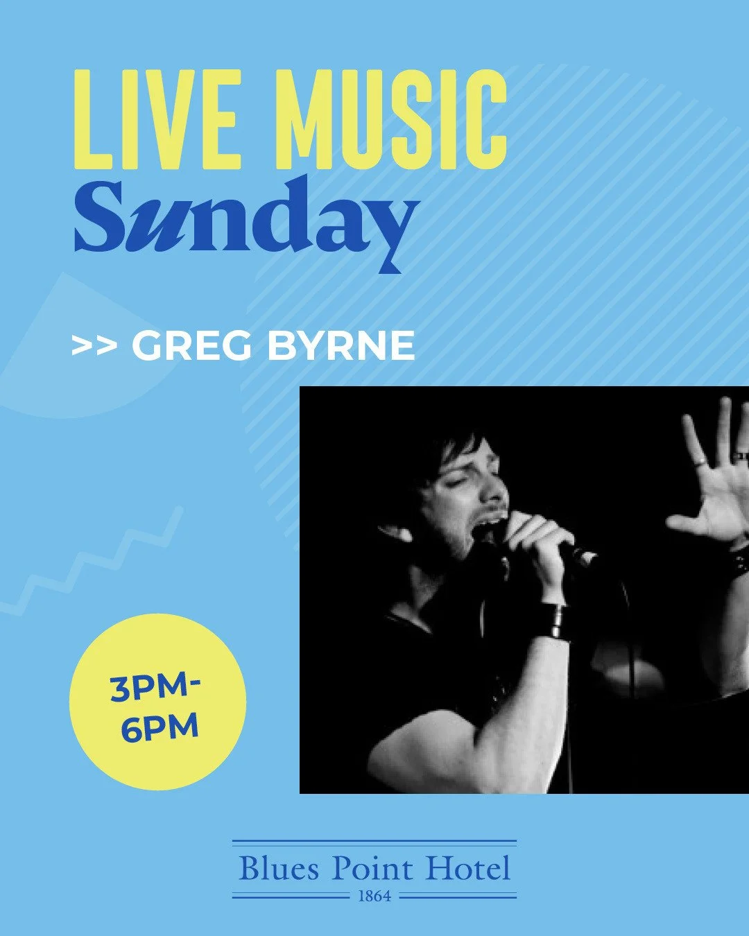 Get the crew together for the long weekend 👏and welcome the incredible Greg Byrne to The Blues, playing this arvo from 3-6pm 🎶 Greg&rsquo;s solo performances are live, acoustic and without the use of any synthesised backing instrumentation. His str