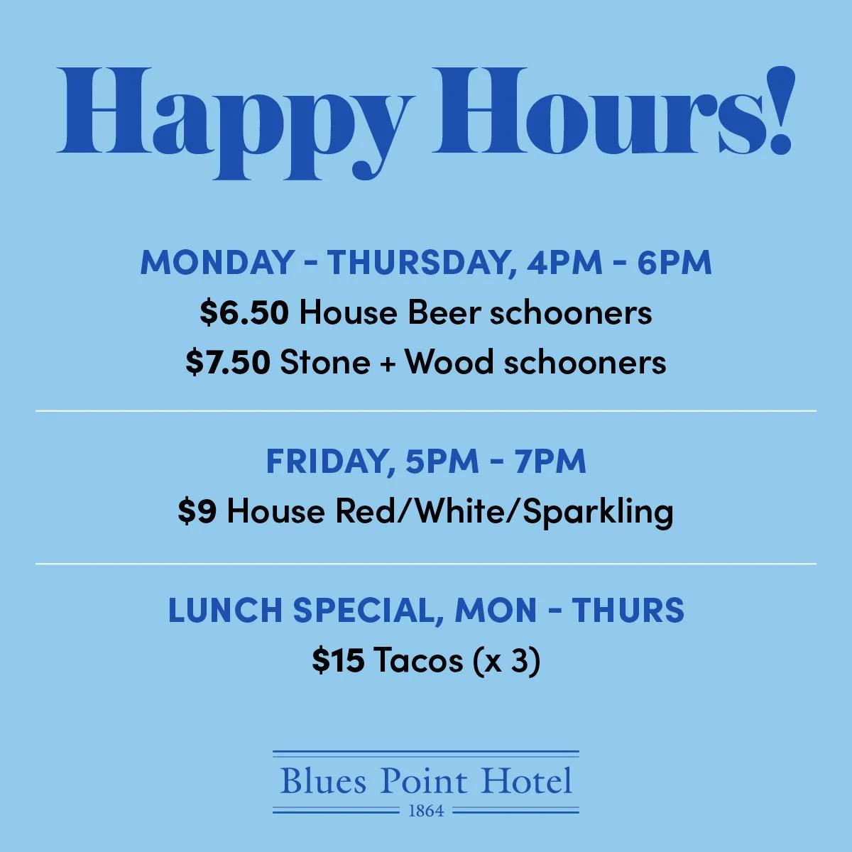 Whats on — Blues Point Hotel