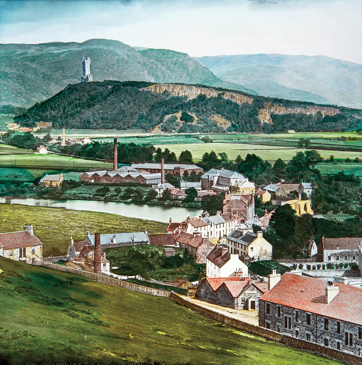 ABBEY CRAIG & THE WALLACE MONUMENT - SCOTLAND C1890