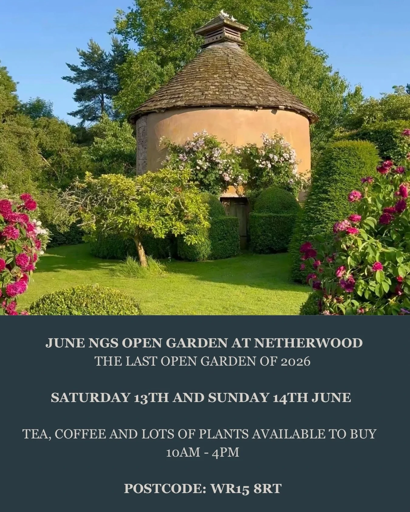 We would love to welcome you to Netherwood this weekend for the last of our @nationalgardenscheme Open Gardens of 2026.

Please come along, open 10am-4pm tomorrow and Sunday. The gardens are looking wonderful and the plant stall is bursting! 

Teas, 