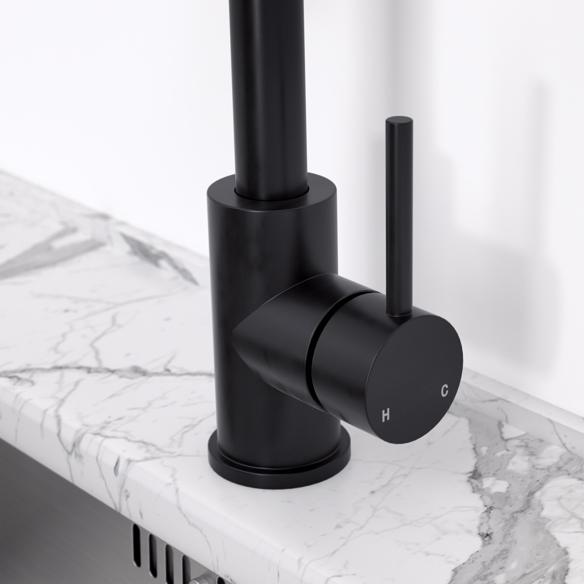 Lusso Stone Giro Single Lever Kitchen Lever Mixer Tap, Matte Black