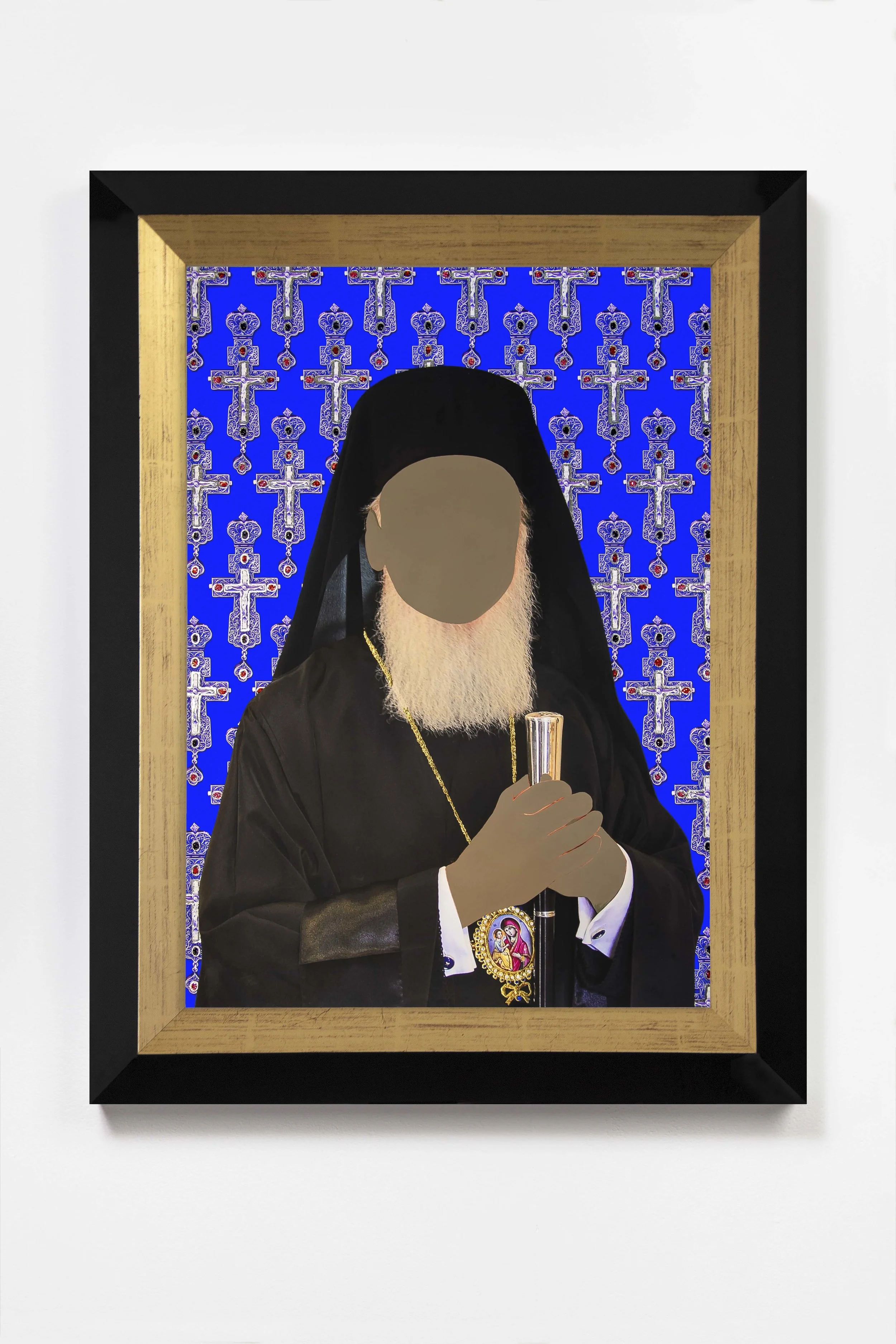 Encounter, Zaffre 2018 © Nicola Green Painting, on giclée with hand applied 24k gold and silver leaf and diamond dust, 308gsm Hahnemuhle H52 x W40 cm £5,900 H64 x W47 cm £8,500