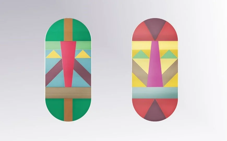SELETTI – espelhos coloridos com motivo de máscaras tribais