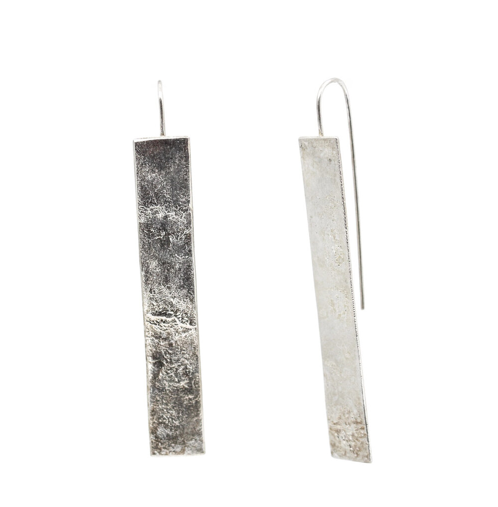 Reticulated Hand Forged Sterling Silver Earrings