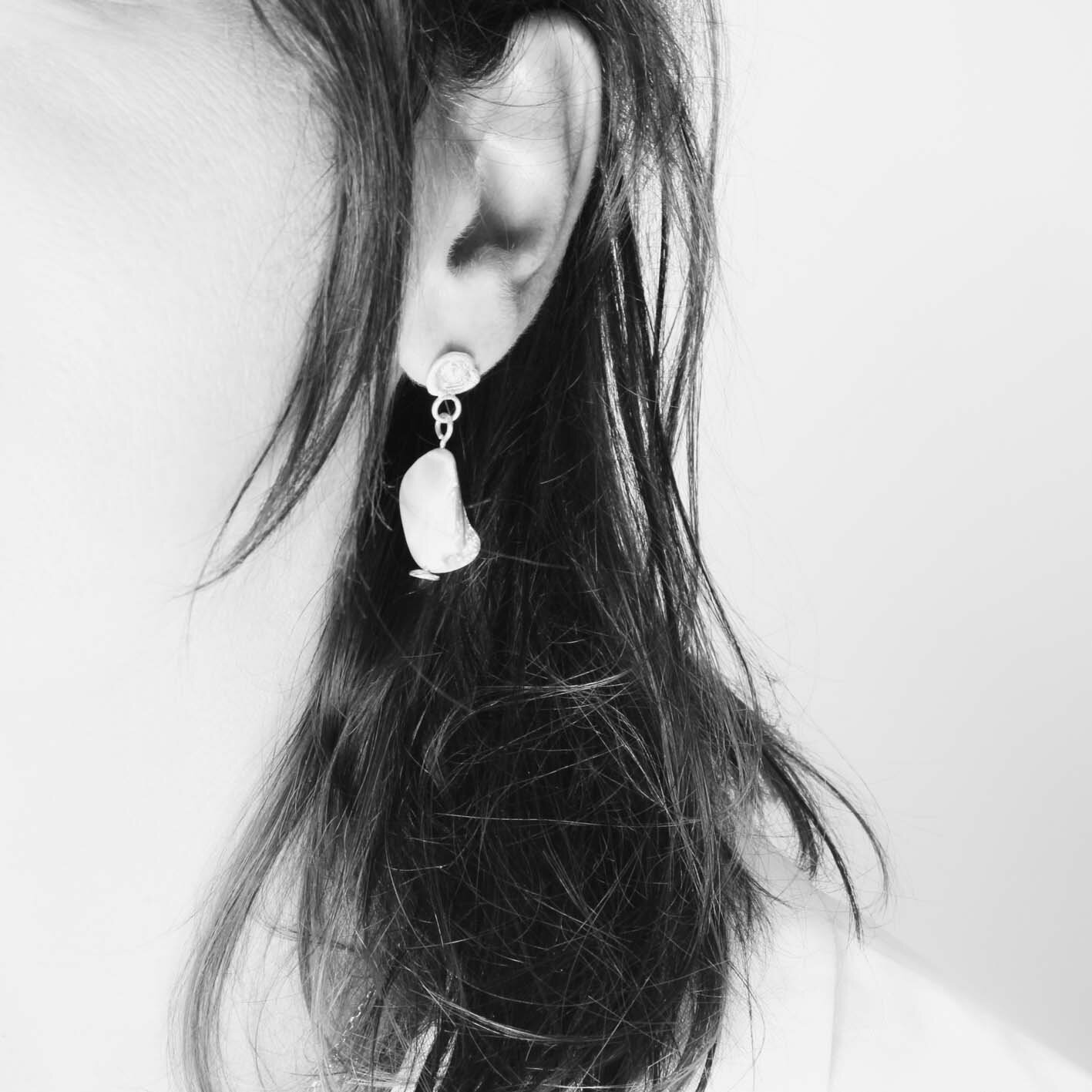 Handmade jewelry Chain link sterling silver earrings Dangle earrings Recycled silver Textured earrings Drop earrings