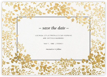 Love this simple yet beautiful Save the Date from Paperless Post. This can be sent electronically or printed. And you can customize the colors!