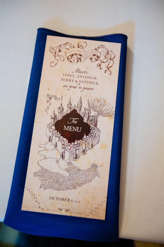 Loved the “Marauder’s Map” wedding menu!