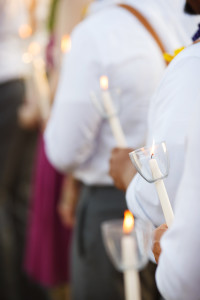 Carla and Joe decided to have all of their guests light candles during the ceremony. Photo by The Wiebners.