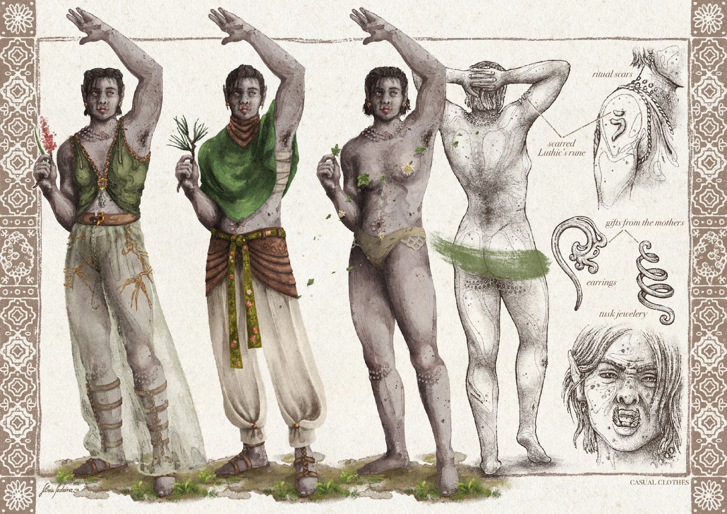 "Duk'ka; clothes and equipment study", digital, 2026.