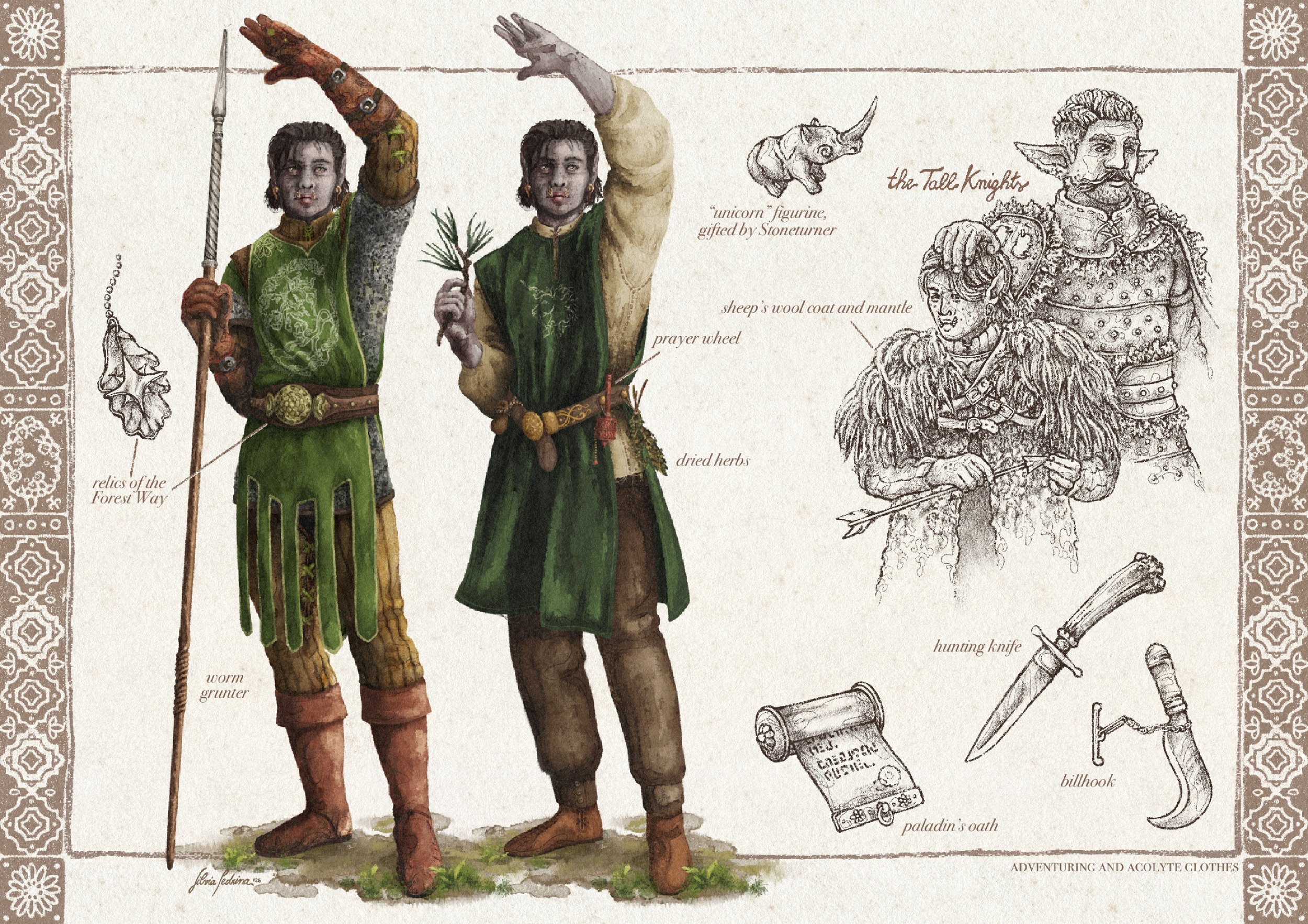 "Duk'ka; clothes and equipment study", digital, 2026.