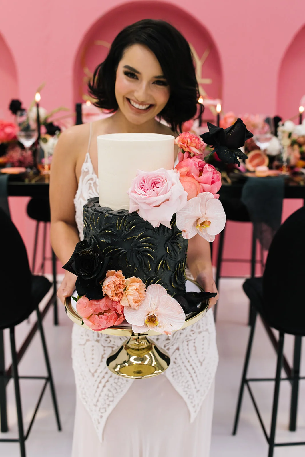 Black Buttercream with Florals