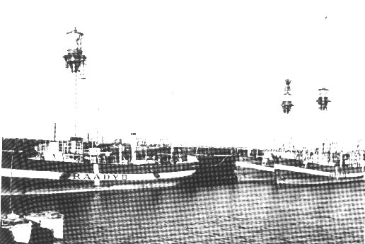 Fyrskib no: XXI oplagt i Esbjerg Havn. under 2.verdenskrig. Foto: Esbjerg Fiskeri- og Søfartsmuseet.