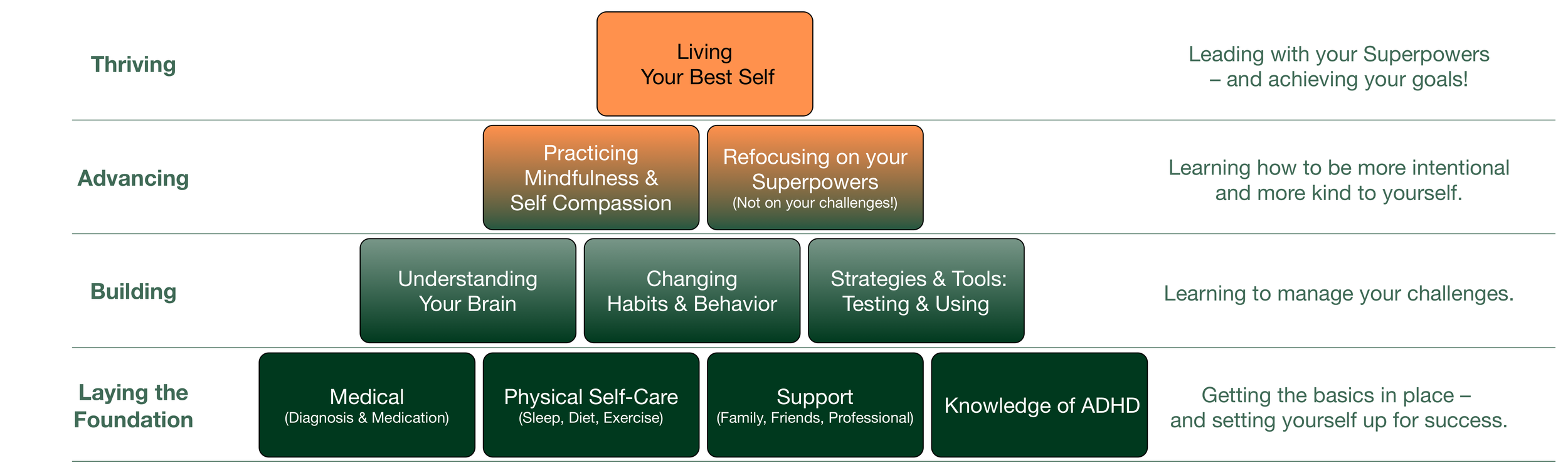 My coaching approach and model is informed by experts on ADHD, including Edward Hallowell, MD, Sari Solden, Gail Saltz, MD, and William Dodson, MD, among others, and by my study of both positive psychology and coaching psychology. © David L Rickabaugh & Leading with ADHD