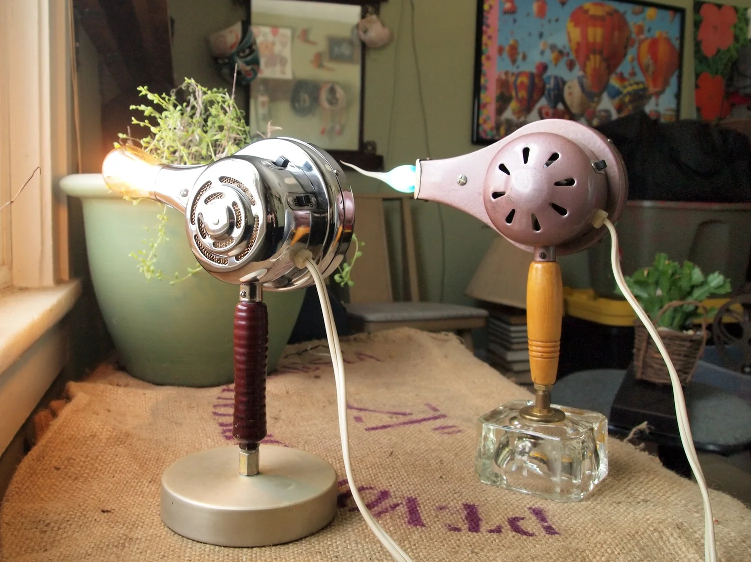 Repurposed Vintage Handy Hannah Hair Dryer Lamps — Light Up Labs
