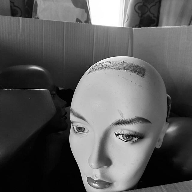 Good thing we stocked up on lamp supplies before #socialdistancing began. #keepcalmandmakeart #lampworking #handmadelighting #repurposedvintage #repurposedlighting #upcycledlighting #upcycledlamp #lightuplabs #bespokelighting #mannequinhead #rotaryp