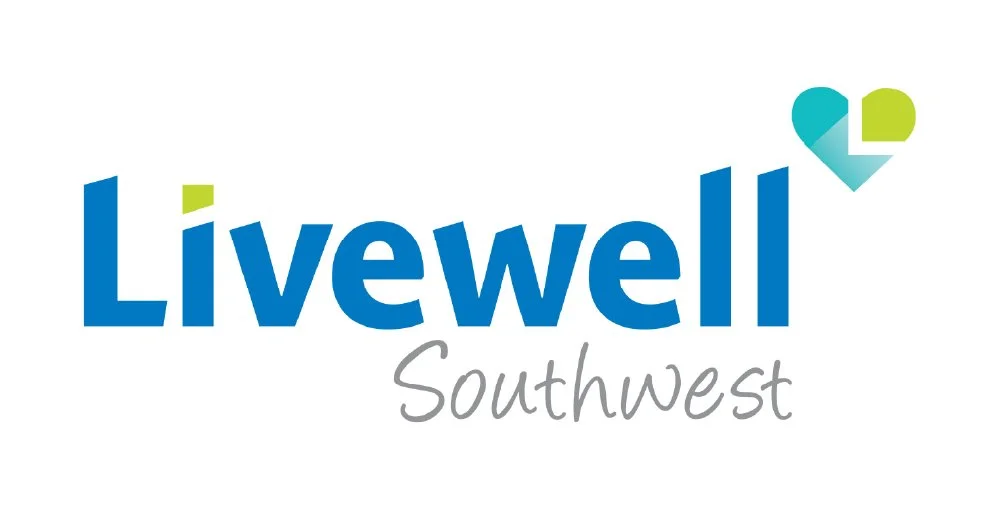 LiveWell Southwest logo with blue text and a green and blue heart shape in the top right corner.