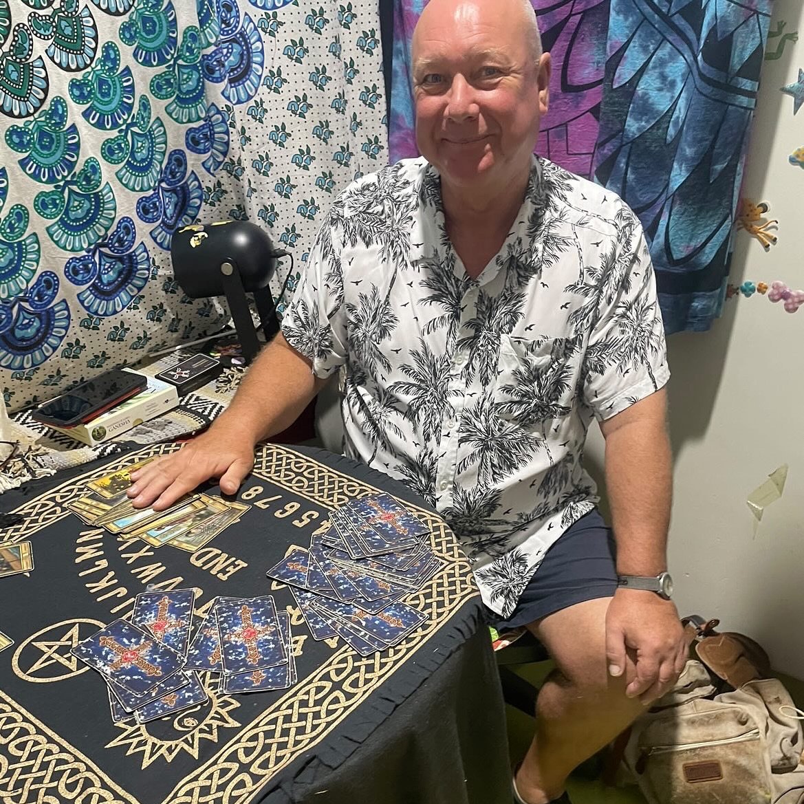 everybody welcome steve! 👋🏻 

steve is our new sunday reader in-store! 🔮

specialising in tarot card readings! a spirit will be present when you choose your cards, steve is there to help translate the meanings 😊

he will be in store from 11am-3pm