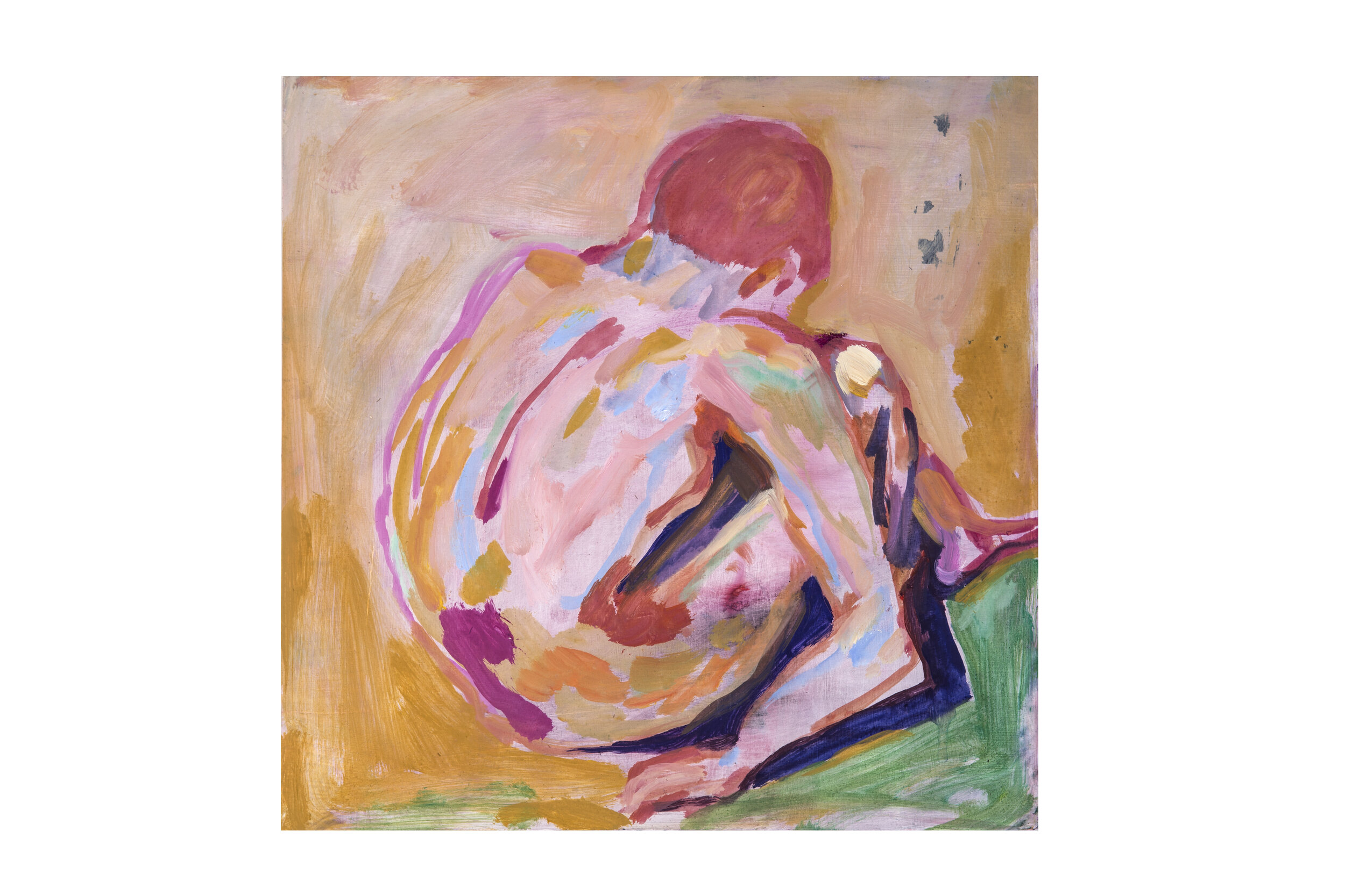 Boy bathing in the sunlight, 50 x 50 cm, 2021, oil on wood