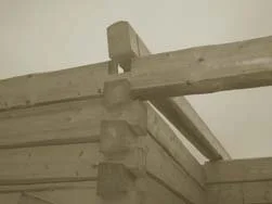 'Hewn' logs and dovetail notches, Latvia
