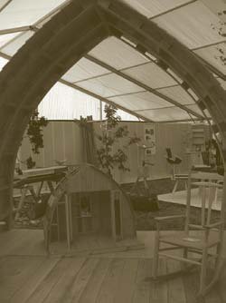 Eolis building structure module with the original model showing underneath.