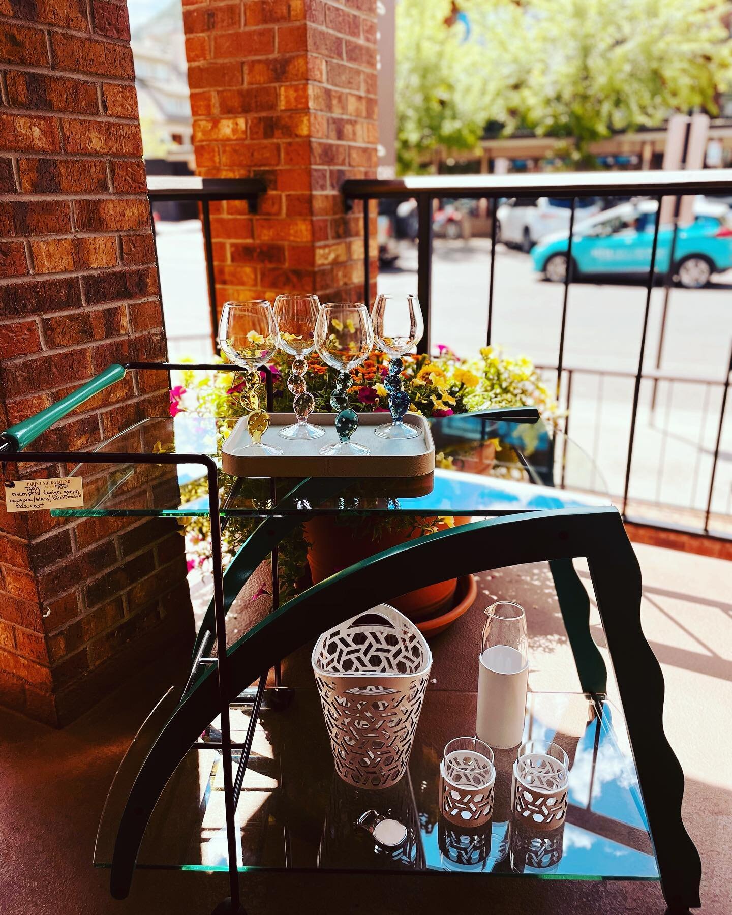 Chic vintage bar cart adds another element to your summer entertaining!!