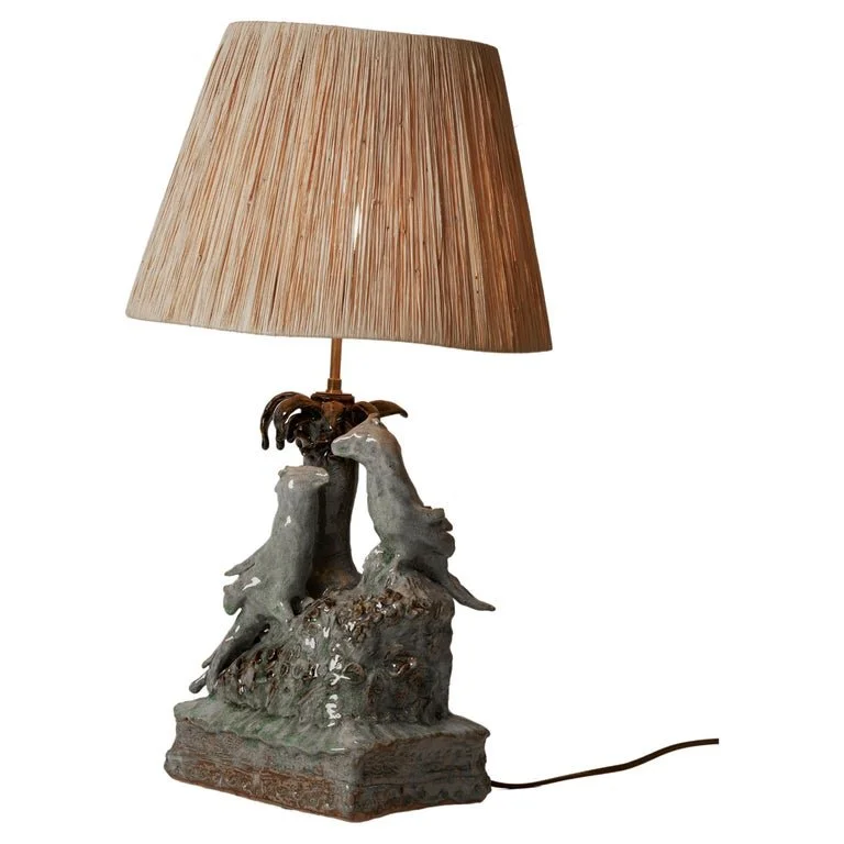 Contemporary French Unique Abstract Parrot Lamp & Shade