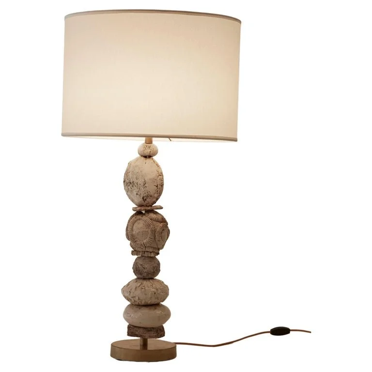 1970's Italian Unique Pottery Lamp & Shade