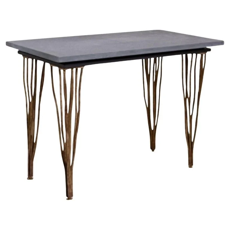 Mid Century Cardoso Stone Top Console with Brass Legs, Italy 1970's